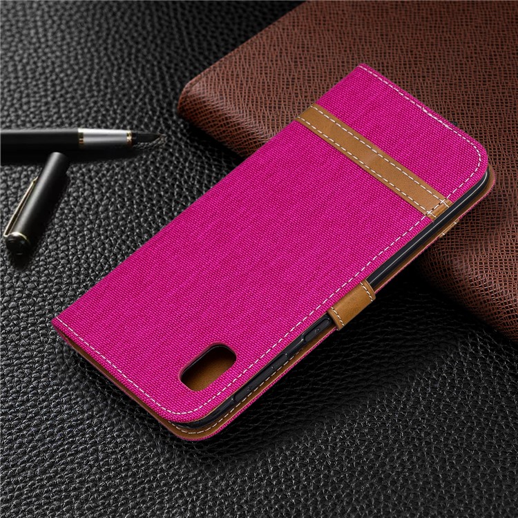 Assorted Color Jeans Cloth Wallet Stand Leather Case for Samsung Galaxy A10e - Rose-8