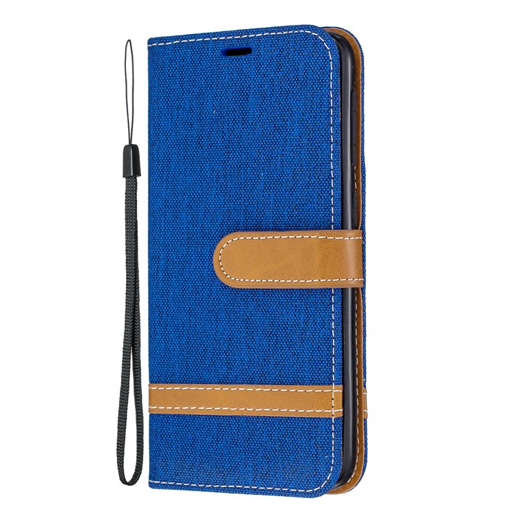 Assorted Color Jeans Cloth Wallet Stand Leather Case for Samsung Galaxy A10e - Blue-2