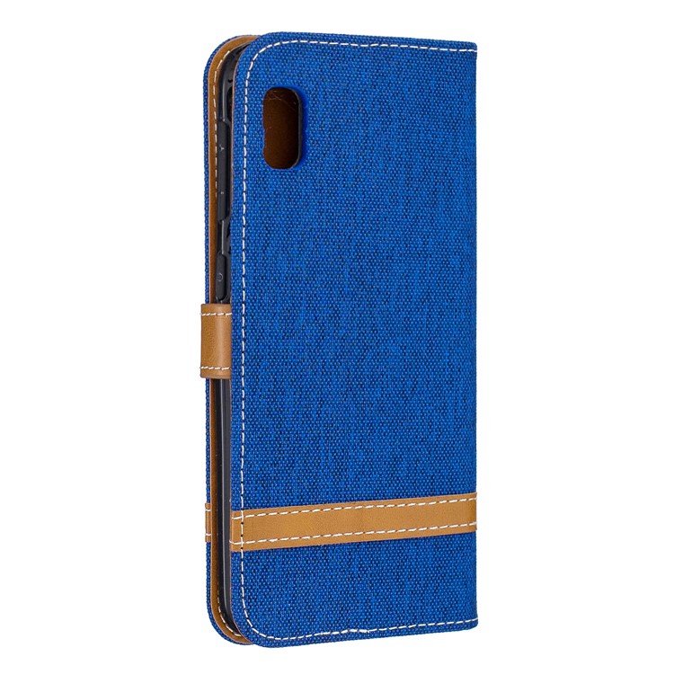 Assorted Color Jeans Cloth Wallet Stand Leather Case for Samsung Galaxy A10e - Blue-3