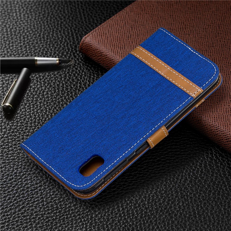 Assorted Color Jeans Cloth Wallet Stand Leather Case for Samsung Galaxy A10e - Blue-8