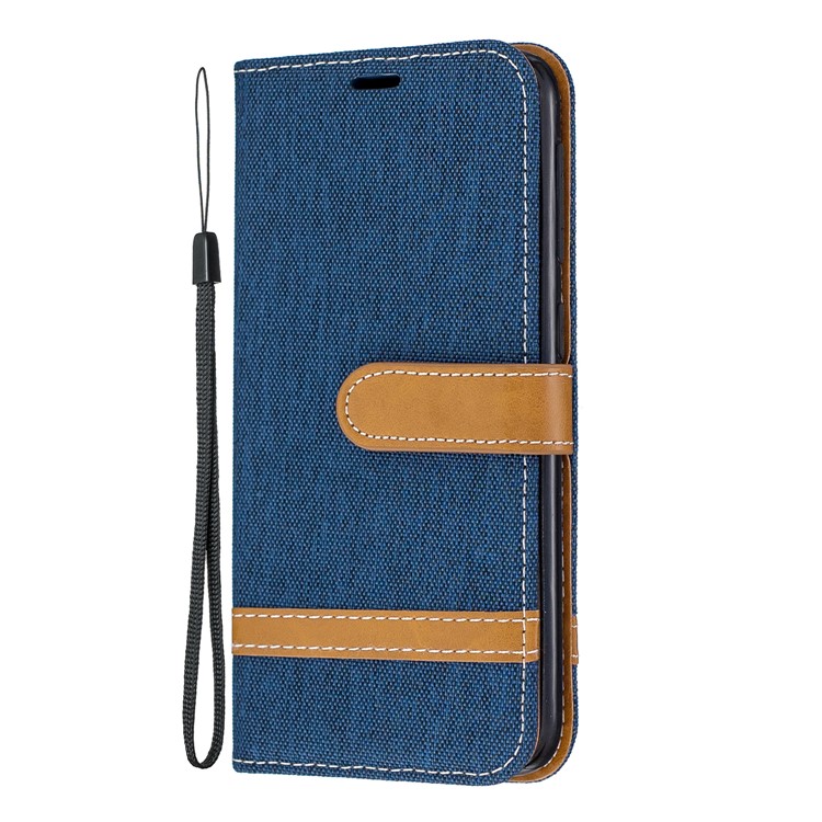 Portafoglio di Panno Per Jeans a Colori Assortiti Per Samsung Galaxy A10e - Blu Scuro-2