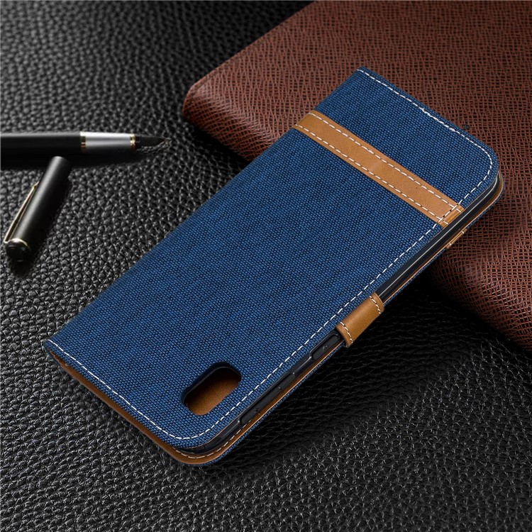 Portafoglio di Panno Per Jeans a Colori Assortiti Per Samsung Galaxy A10e - Blu Scuro-8