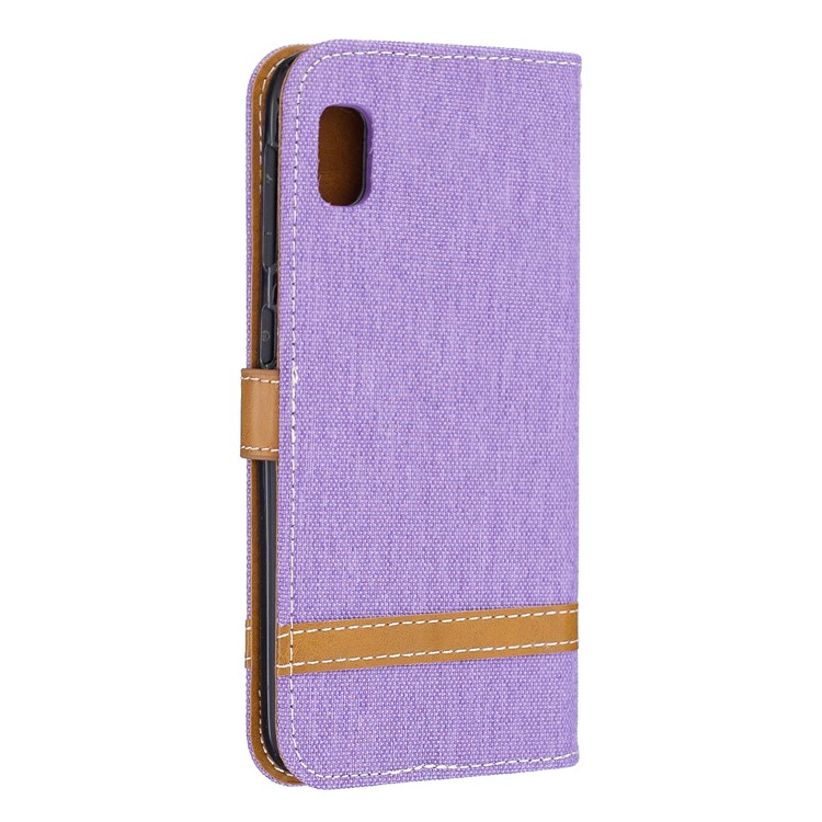 Assorted Color Jeans Cloth Wallet Stand Leather Case for Samsung Galaxy A10e - Purple-3