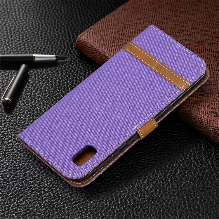 Caixa de Couro de Pano de Calça de Calça Colorida Variada Para Samsung Galaxy A10e - Roxo-8