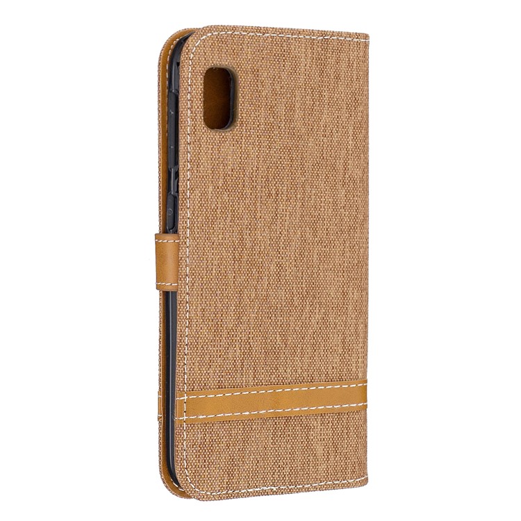 Assorted Color Jeans Cloth Wallet Stand Leather Case for Samsung Galaxy A10e - Brown-3