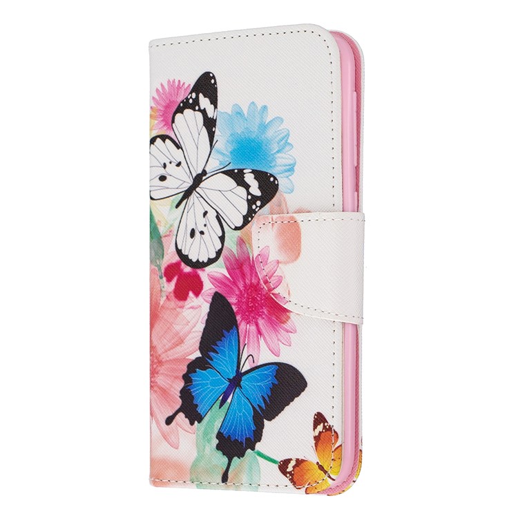 Printing Style PU Leather Flip Stand Phone Case for Samsung Galaxy A20e / A10e - Butterflies and Flowers-2