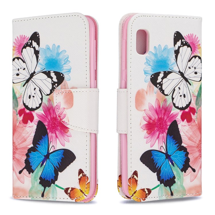 Printing Style PU Leather Flip Stand Phone Case for Samsung Galaxy A20e / A10e - Butterflies and Flowers-4