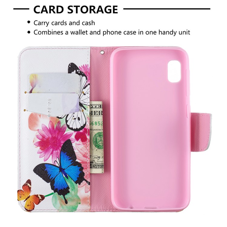 Printing Style PU Leather Flip Stand Phone Case for Samsung Galaxy A20e / A10e - Butterflies and Flowers-6