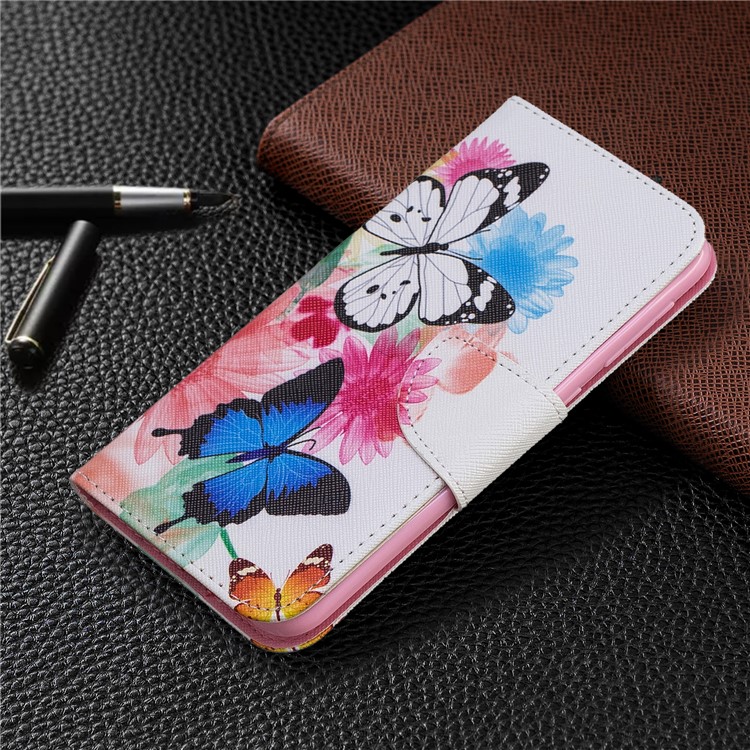 Printing Style PU Leather Flip Stand Phone Case for Samsung Galaxy A20e / A10e - Butterflies and Flowers-7