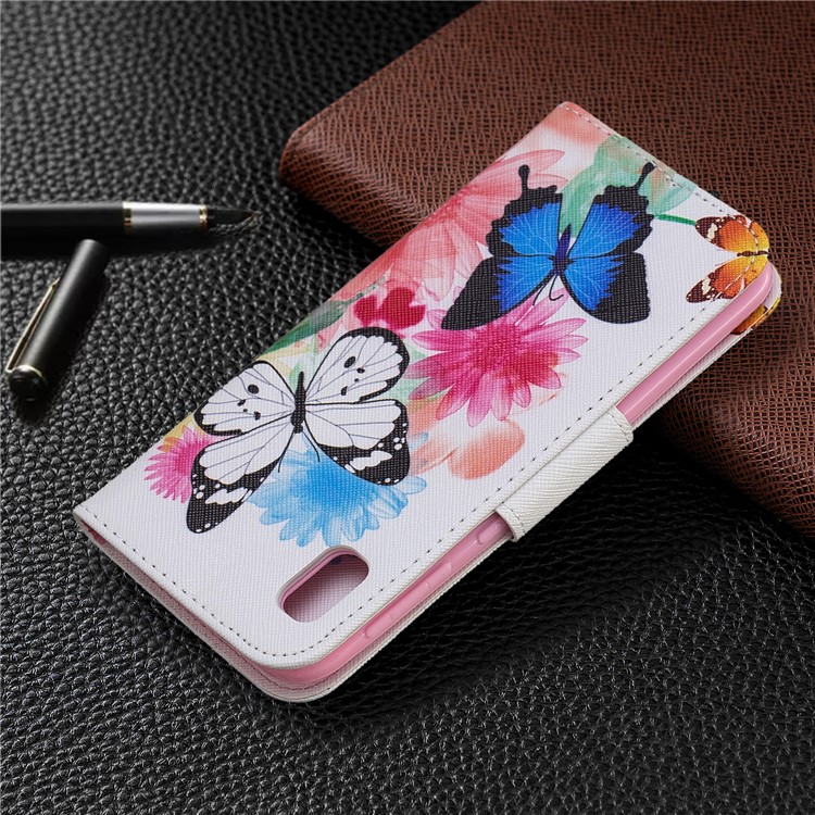 Printing Style PU Leather Flip Stand Phone Case for Samsung Galaxy A20e / A10e - Butterflies and Flowers-8