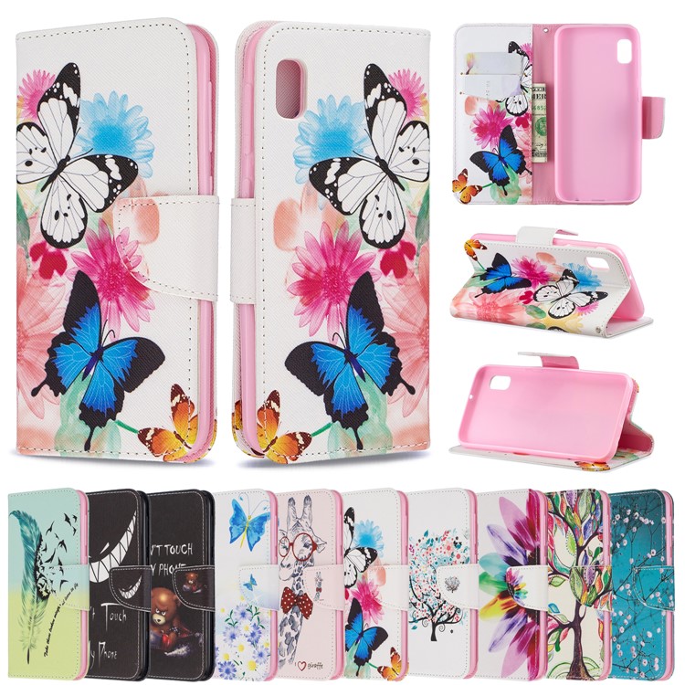 Printing Style PU Leather Flip Stand Phone Case for Samsung Galaxy A20e / A10e - Butterflies and Flowers-9