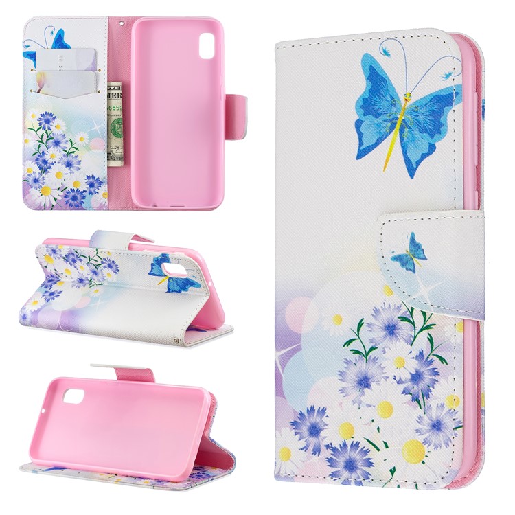 Printing Style PU Leather Flip Stand Phone Case for Samsung Galaxy A20e / A10e - Blue Butterflies-1