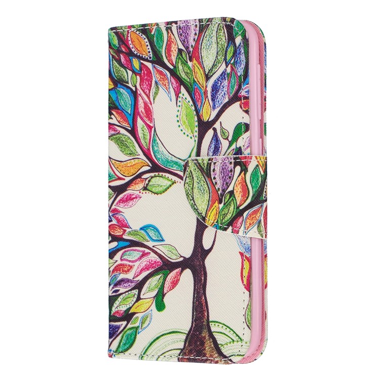 Printing Style PU Leather Flip Stand Phone Case for Samsung Galaxy A20e / A10e - Colorized Tree-2