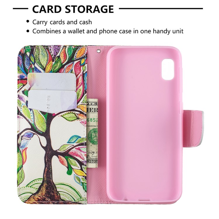 Printing Style PU Leather Flip Stand Phone Case for Samsung Galaxy A20e / A10e - Colorized Tree-6