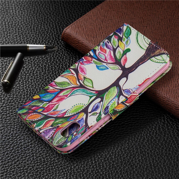 Printing Style PU Leather Flip Stand Phone Case for Samsung Galaxy A20e / A10e - Colorized Tree-8