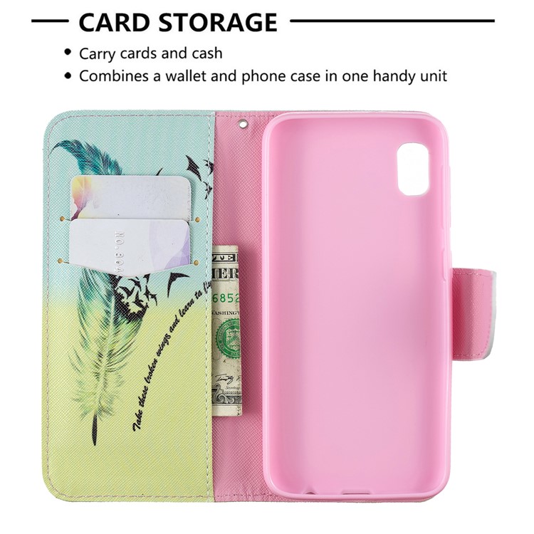 Printing Style PU Leather Flip Stand Phone Case for Samsung Galaxy A20e / A10e - Feather Pattern-6
