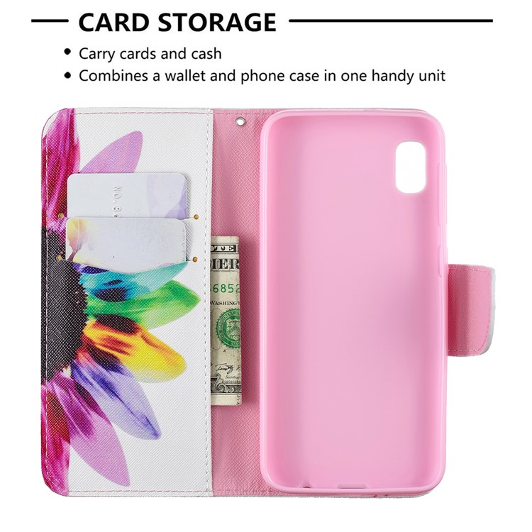 Printing Style PU Leather Flip Stand Phone Case for Samsung Galaxy A20e / A10e - Petals Pattern-6