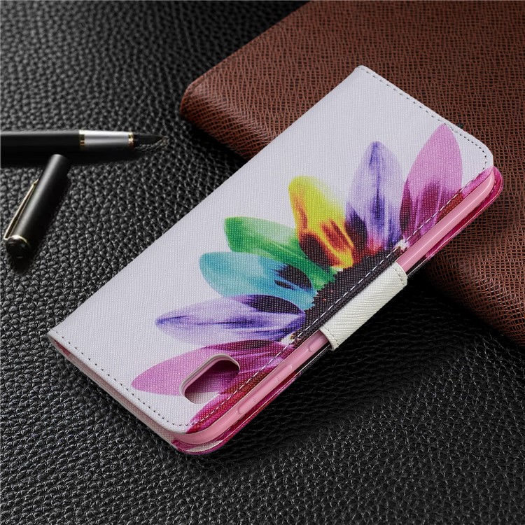 Printing Style PU Leather Flip Stand Phone Case for Samsung Galaxy A20e / A10e - Petals Pattern-8