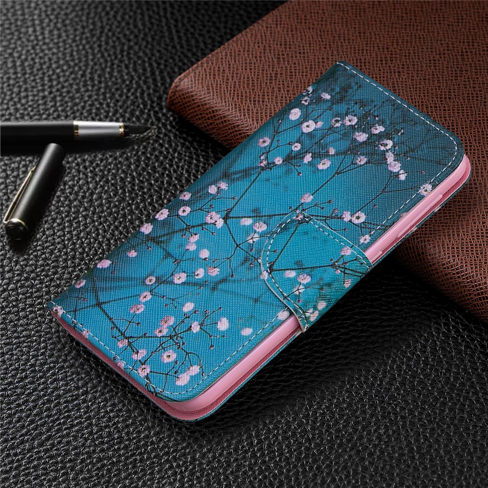 Style D'impression pu Leather Flip Stand Téléphone Pour Samsung Galaxy A10e - Arbre Avec Des Fleurs