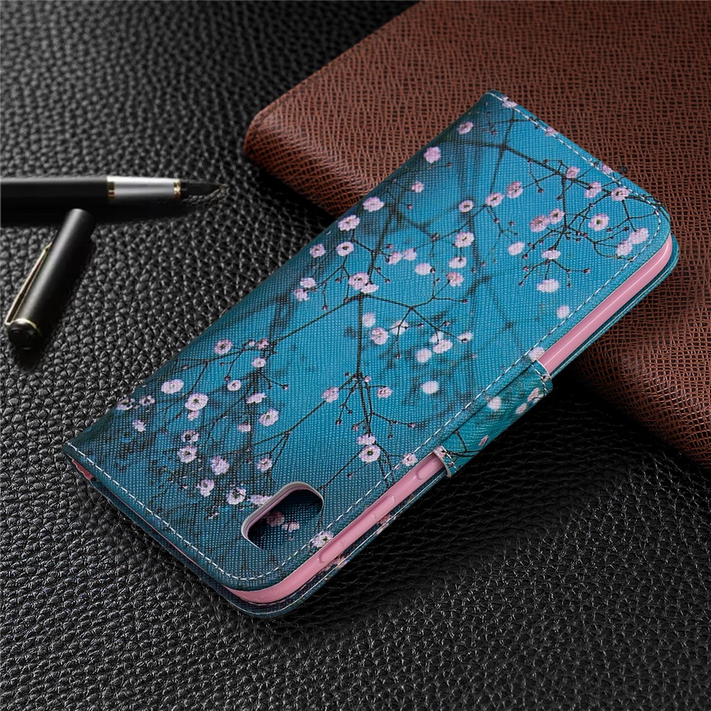 Style D'impression pu Leather Flip Stand Téléphone Pour Samsung Galaxy A10e - Arbre Avec Des Fleurs