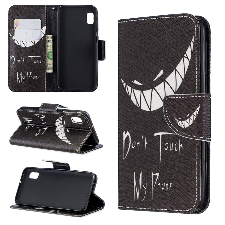 Printing Style PU Leather Flip Stand Phone Case for Samsung Galaxy A10e - Do not Touch My Phone-1