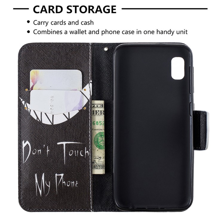 Printing Style PU Leather Flip Stand Phone Case for Samsung Galaxy A10e - Do not Touch My Phone-6