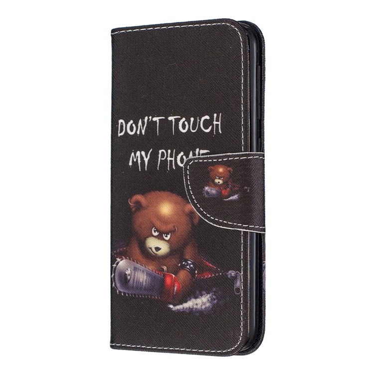 Printing Style PU Leather Flip Stand Phone Case for Samsung Galaxy A20e / A10e - Bear And Its Warnings-2