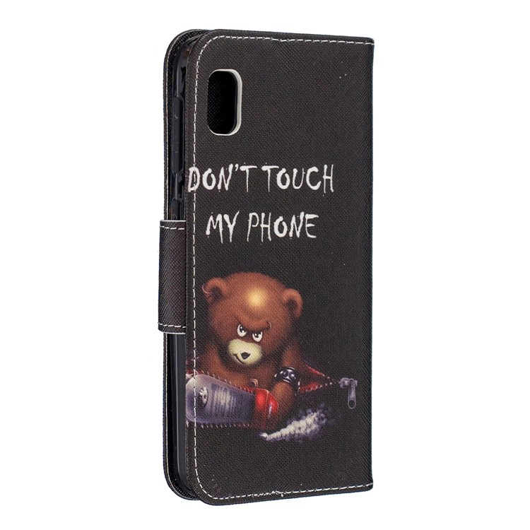 Printing Style PU Leather Flip Stand Phone Case for Samsung Galaxy A20e / A10e - Bear And Its Warnings-3