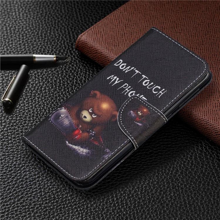 Printing Style PU Leather Flip Stand Phone Case for Samsung Galaxy A20e / A10e - Bear And Its Warnings-7