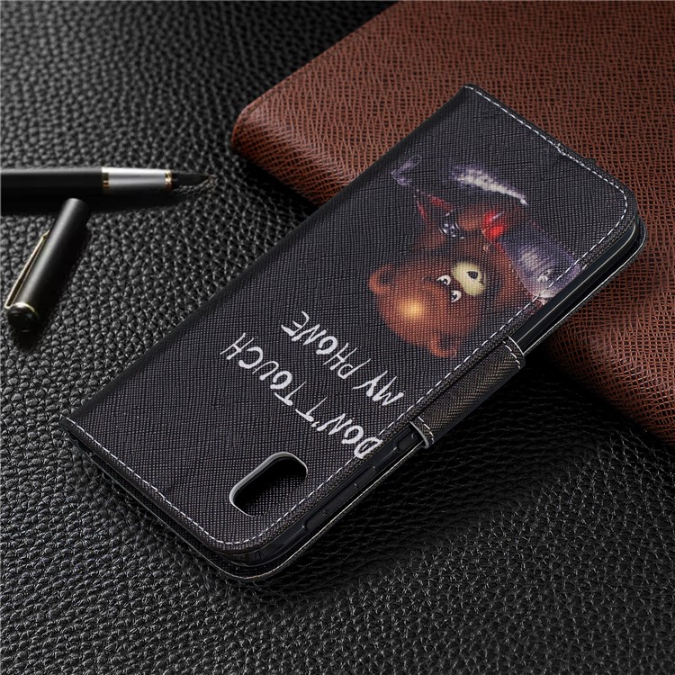 Printing Style PU Leather Flip Stand Phone Case for Samsung Galaxy A20e / A10e - Bear And Its Warnings-8
