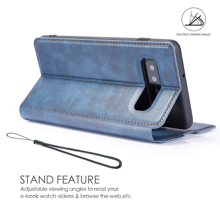 Ultra-thin Leather Flip Phone Cover with Card Slots for Samsung Galaxy S10 5G - Blue-6