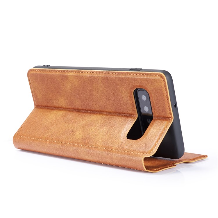 Couverture De Téléphone À Rabat En Cuir Ultra-mince Avec Fentes Pour Cartes Pour Samsung Galaxy S10 5G - Marron-5