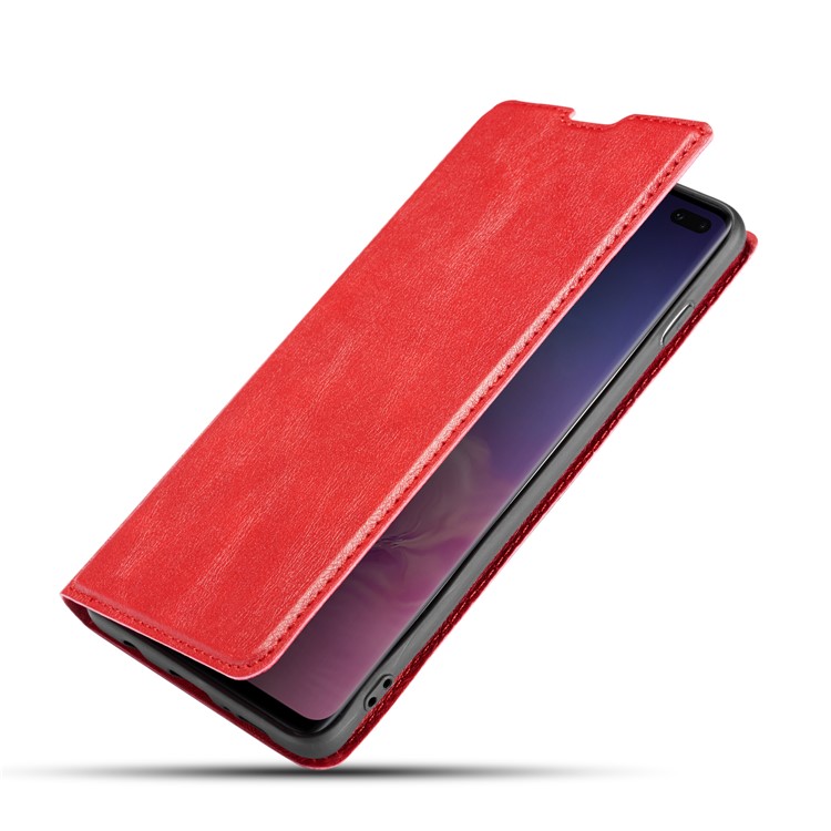 Ultra-thin Simple Style Leather Flip Phone Cover Case for Samsung Galaxy S10 Plus - Red-13