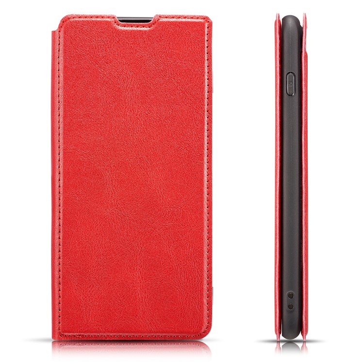 Ultra-thin Simple Style Leather Flip Phone Cover Case for Samsung Galaxy S10 Plus - Red-3