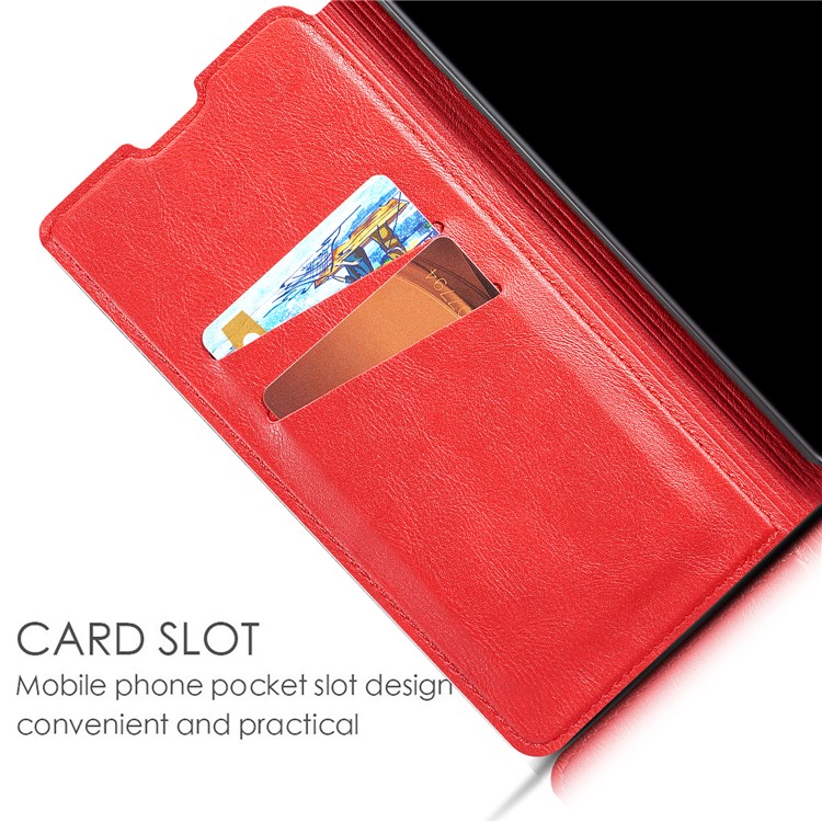 Ultra-thin Simple Style Leather Flip Phone Cover Case for Samsung Galaxy S10 Plus - Red-5