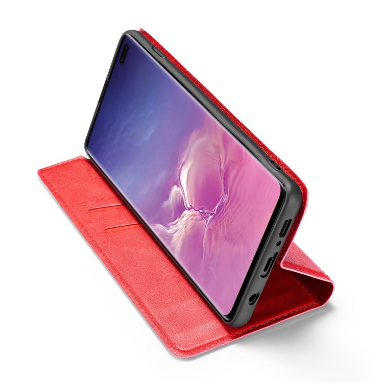 Ultra-thin Simple Style Leather Flip Phone Cover Case for Samsung Galaxy S10 Plus - Red-7
