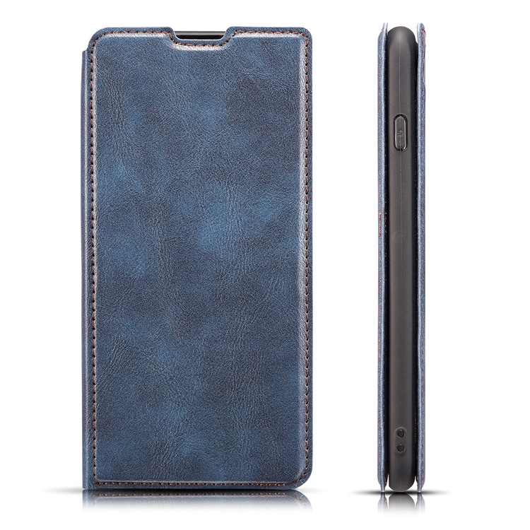 Caso De Cobertura De Telefone De Couro De Estilo Simples Ultra-fino Aleta Para Samsung Galaxy S10 Plus - Azul-3