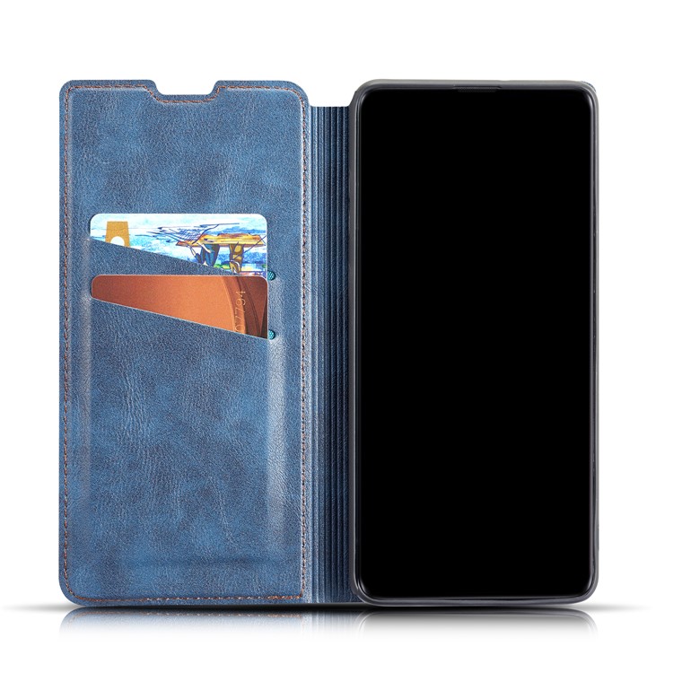 Caso De Cobertura De Telefone De Couro De Estilo Simples Ultra-fino Aleta Para Samsung Galaxy S10 Plus - Azul-6