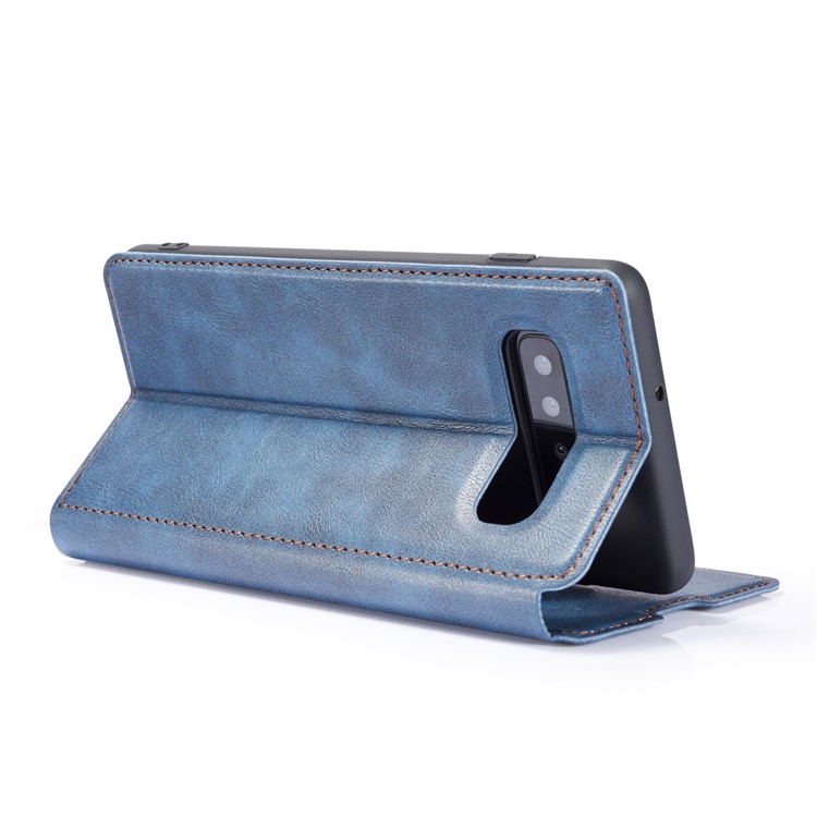 Caso De Cobertura De Telefone De Couro De Estilo Simples Ultra-fino Aleta Para Samsung Galaxy S10 Plus - Azul-7