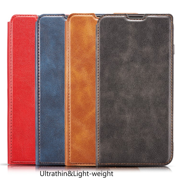 Ultra-thin Simple Style Leather Flip Phone Cover Case for Samsung Galaxy S10 Plus - Brown-19