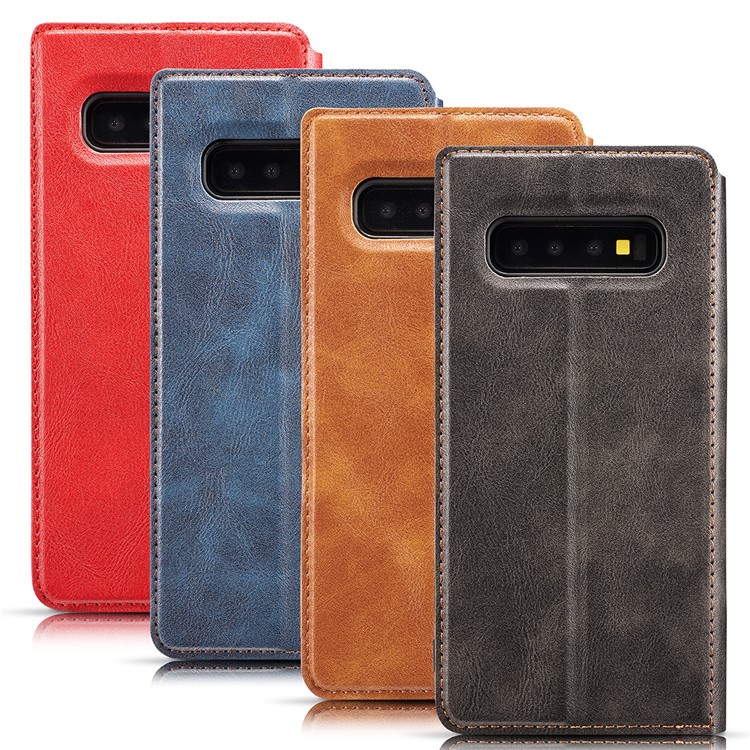 Ultra-thin Simple Style Leather Flip Phone Cover for Samsung Galaxy S10 - Black-18
