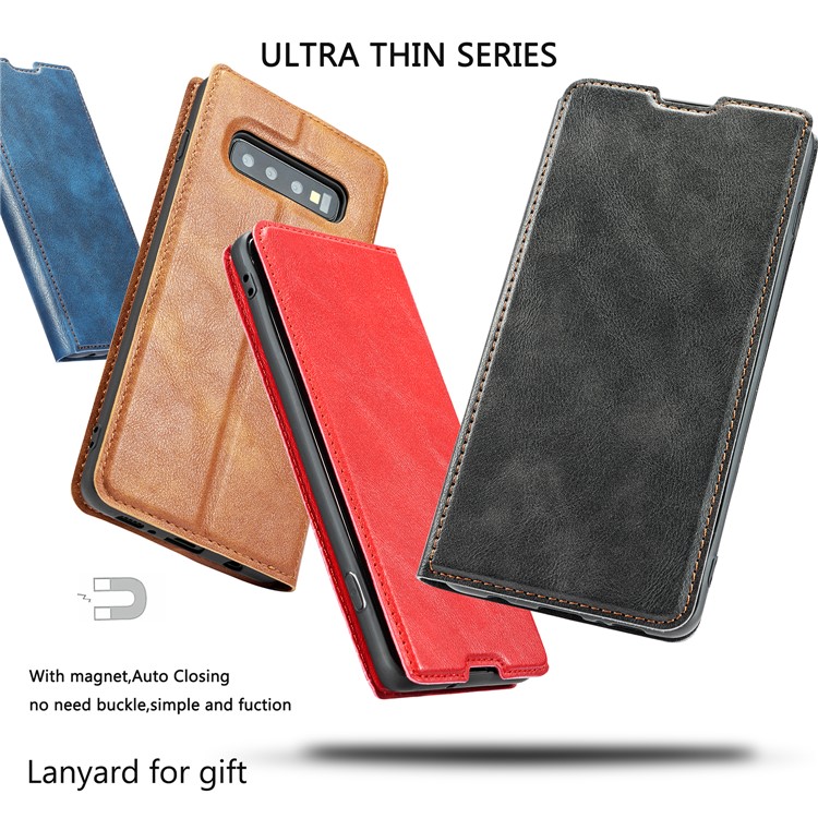Ultra-thin Simple Style Leather Flip Phone Cover for Samsung Galaxy S10 - Black-19