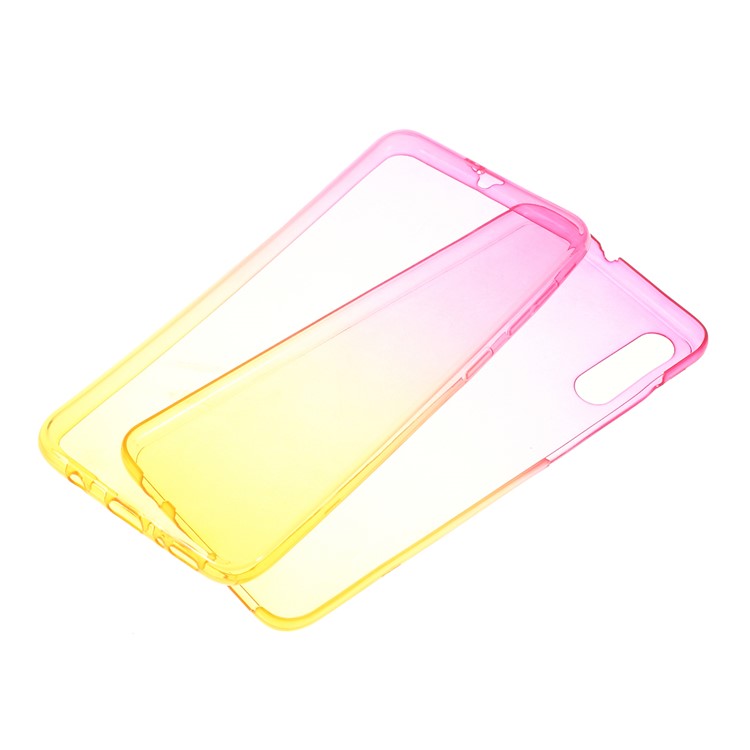 Gradient Color Detachable 2-in-1 TPU Mobile Phone Cover Case for Samsung Galaxy A50 - Yellow / Pink-1