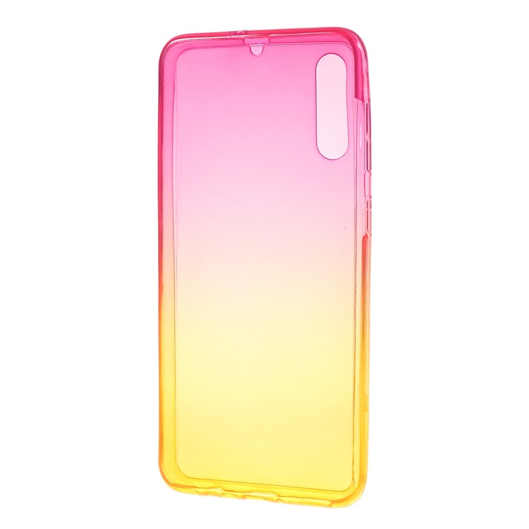 Gradient Color Detachable 2-in-1 TPU Mobile Phone Cover Case for Samsung Galaxy A50 - Yellow / Pink-3