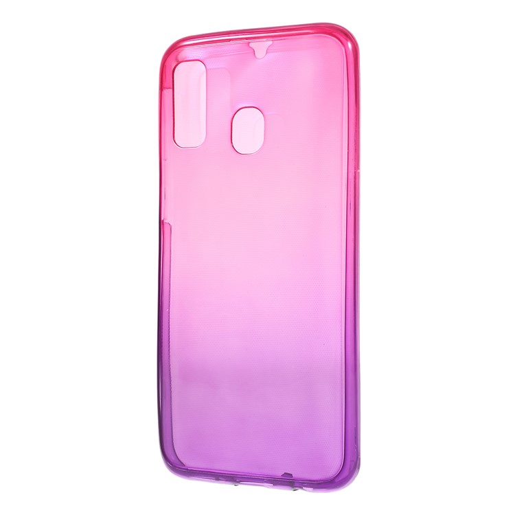 Gradient Color Front + Back 2-Piece TPU Case for Samsung Galaxy A40 - Rose / Purple-3