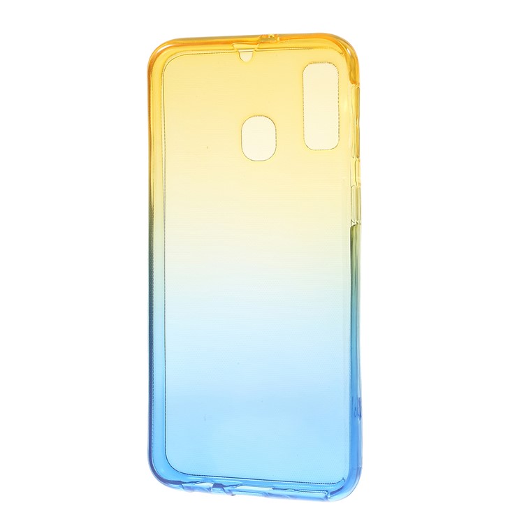 Gradient Color Front + Back 2-Piece TPU Case for Samsung Galaxy A40 - Yellow / Blue-2