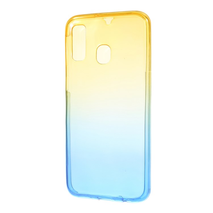 Gradient Color Front + Back 2-Piece TPU Case for Samsung Galaxy A40 - Yellow / Blue-3