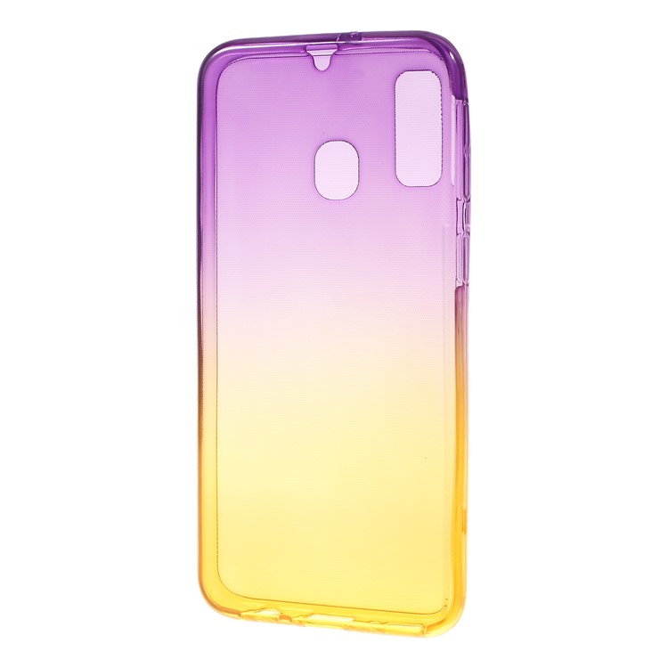 Gradient Color Front + Back 2-Piece TPU Case for Samsung Galaxy A40 - Purple / Yellow-2