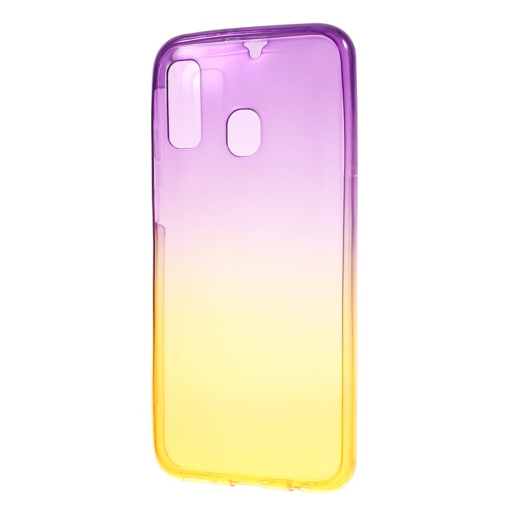 Gradient Color Front + Back 2-Piece TPU Case for Samsung Galaxy A40 - Purple / Yellow-3
