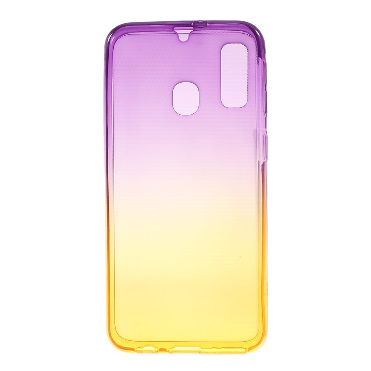Gradient Color Front + Back 2-Piece TPU Case for Samsung Galaxy A40 - Purple / Yellow-4